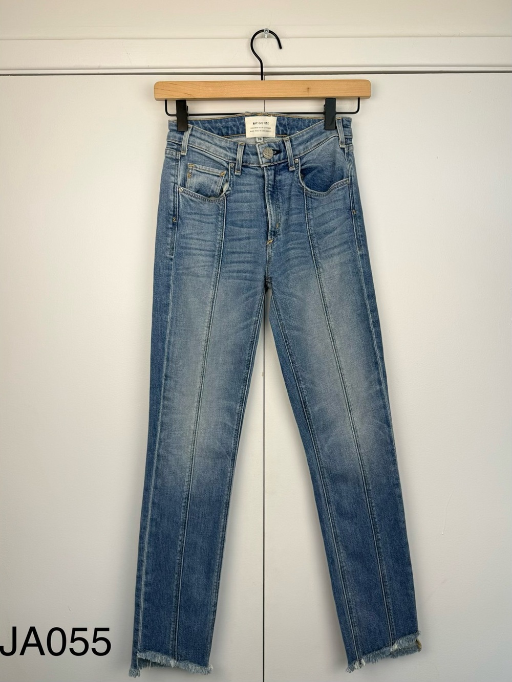 McGuire Blue Raw Step Hem Seam Detail Jeans Size 24